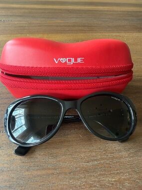 Women’s Vogue Black Sunglasses with Red Branded Case
